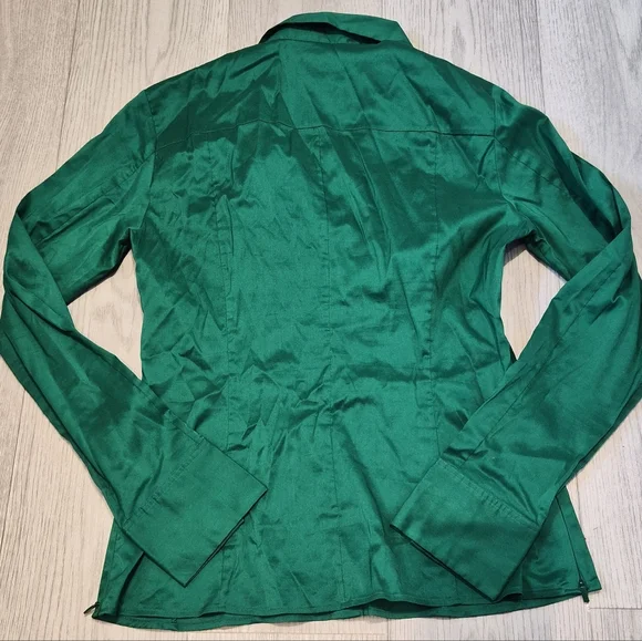 Hugo Boss Emerald Green Long Sleeve Silk Blouse - Picture 2 of 6